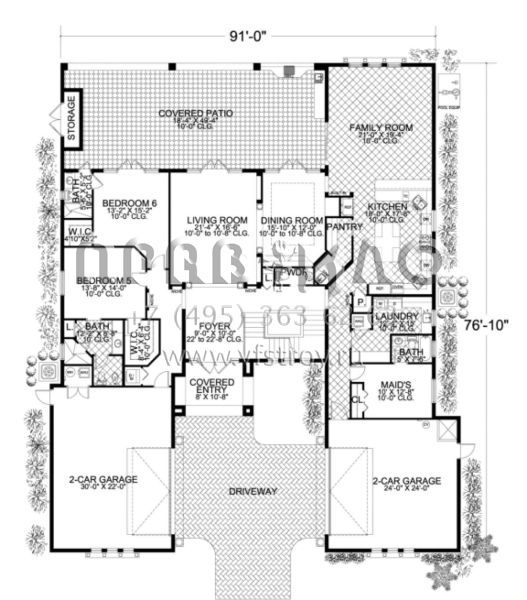Проект двухэтажного дома с гаражом на три и более машин в современном стиле S5-574 (168-00085)