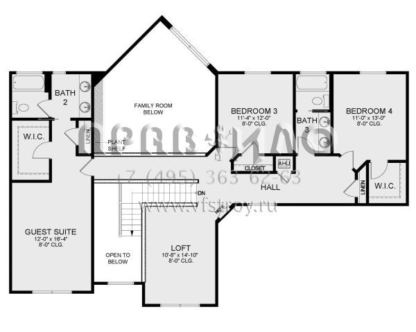 Проект двухэтажного дома с гаражом на три и более машин в стиле Ранчо S5-312 (3978-00247)