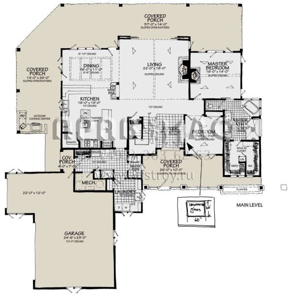 Проект двухэтажного дома с гаражом на три и более машин в стиле Ранчо S5-471 (1907-00050)