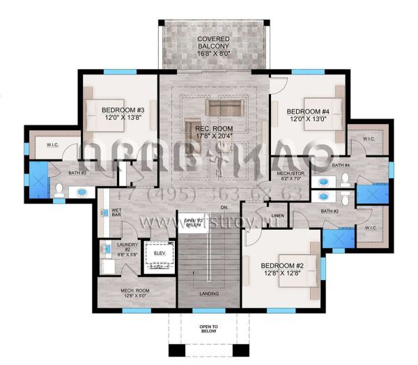 Проект трехэтажного дома с гаражом на три и более машин в прибрежном стиле S5-434 (207-00119)