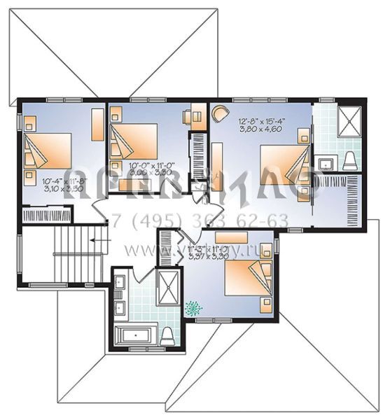 Проект двухэтажного дома с гаражом на две машины в современном стиле S5-190 (034-01103)