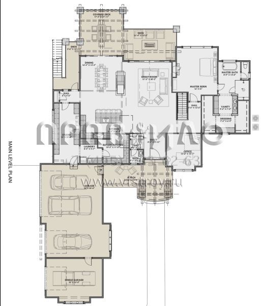 Проект одноэтажного дома с гаражом на три и более машин в стиле Шале S5-450 (425-00016)
