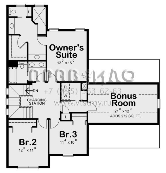 Проект двухэтажного дома с гаражом на две машины в американском стиле S5-194 (402-01635)