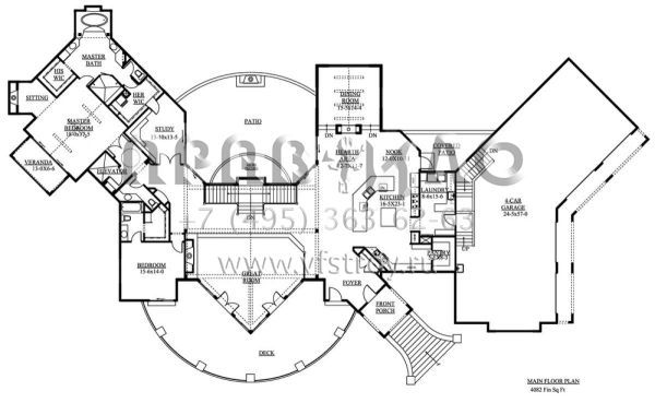 Проект одноэтажного дома с гаражом на три и более машин в американском стиле S5-752 (5631-00008)