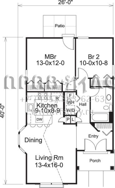Проект одноэтажного дома без гаража в стиле Ранчо S5-82 (5633-00180)
