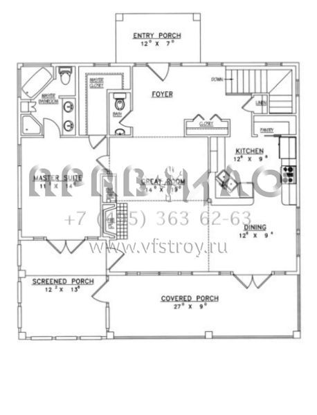 Проект одноэтажного дома без гаража в стиле Ранчо S5-217 (039-00278)