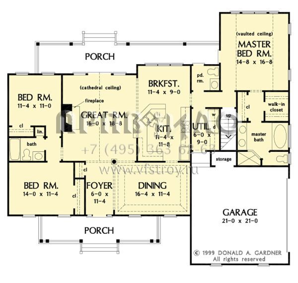 Проект одноэтажного дома с гаражом на две машины в стиле Ранчо S5-175 (2865-00229)