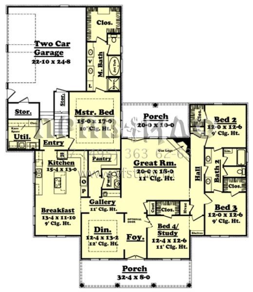 Проект одноэтажного дома с гаражом на две машины в стиле Ранчо S5-260 (041-00052)