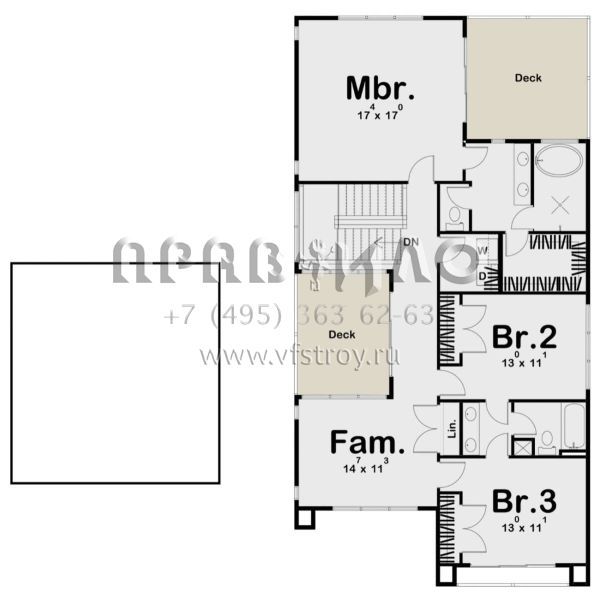 Проект двухэтажного дома с гаражом на две машины в современном стиле S5-253 (963-00433)