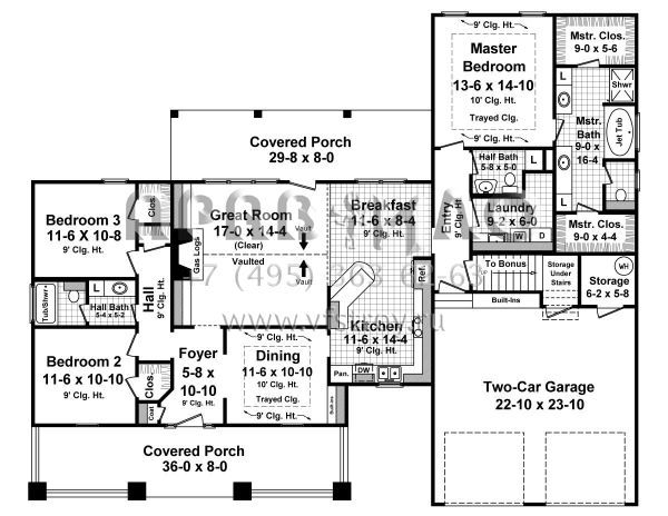 Проект одноэтажного дома с гаражом на две машины в стиле Ранчо S5-177 (348-00206)