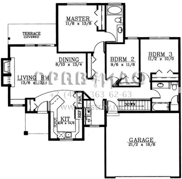 Проект одноэтажного дома с гаражом на две машины в стиле Ранчо S5-126 (692-00109)