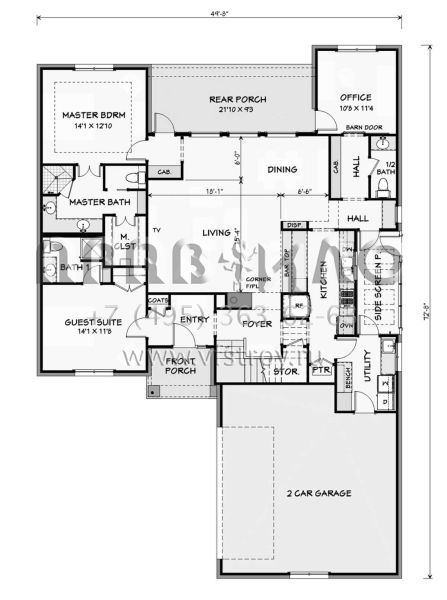 Проект двухэтажного дома с гаражом на две машины в стиле Ранчо S5-213 (3125-00002)