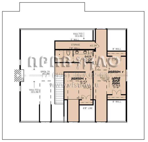Проект двухэтажного дома с гаражом на три и более машин в стиле Ранчо S5-314 (8318-00049)