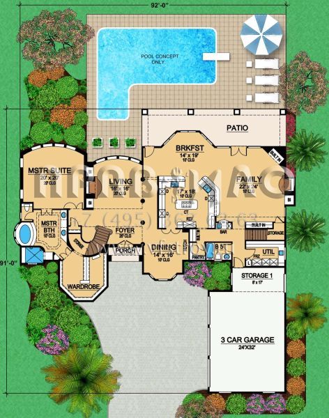 Проект двухэтажного дома с гаражом на три и более машин в прибрежном стиле S5-579 (5445-00463)