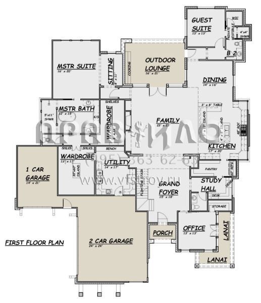 Проект двухэтажного дома с гаражом на три и более машин в современном стиле S5-443 (5445-00478)