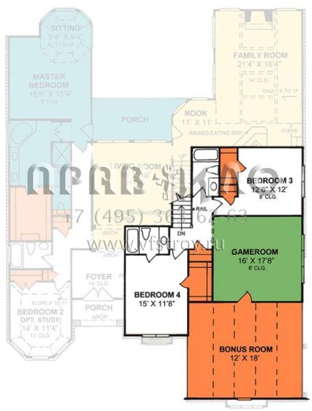 Проект двухэтажного дома с гаражом на три и более машин в стиле Ранчо S5-316 (4848-00244)