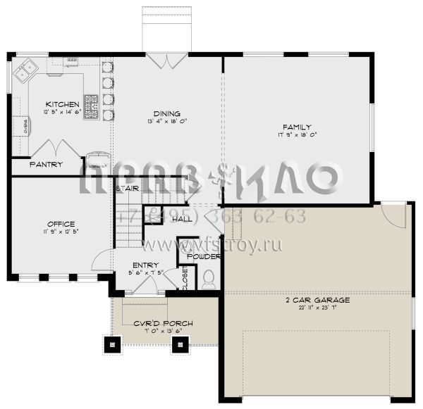 Проект двухэтажного дома с гаражом на две машины в американском стиле S5-188 (2802-00047)