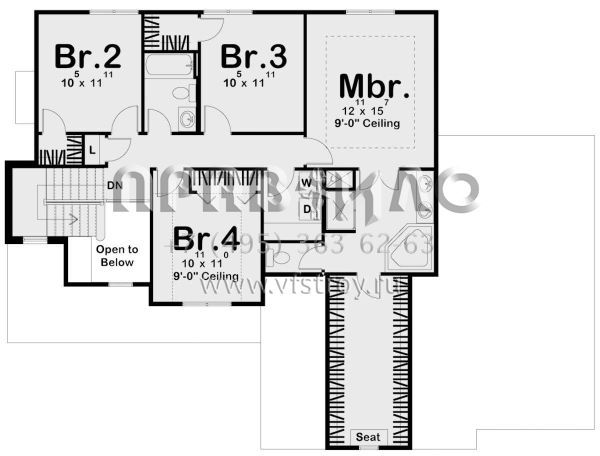 Проект двухэтажного дома с гаражом на три и более машин в стиле Ранчо S5-202 (963-00013)