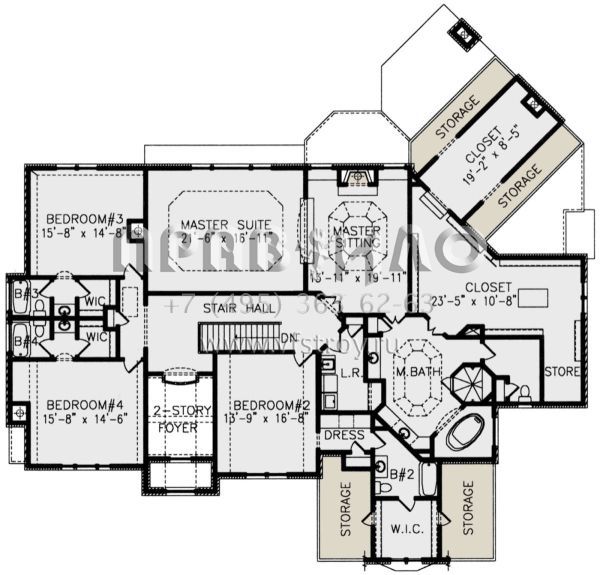 Проект одноэтажного дома с гаражом на три и более машин в английском стиле S5-548 (699-00208)