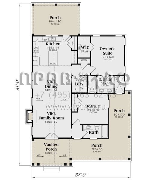 Проект одноэтажного дома без гаража в современном стиле S5-117 (009-00331)