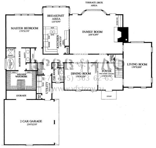 Проект двухэтажного дома с гаражом на две машины в стиле Ранчо S5-300 (7922-00203)