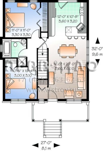 Проект одноэтажного дома без гаража в стиле Ранчо S5-81 (034-00624)