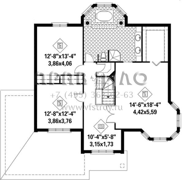 Проект двухэтажного дома с гаражом на две машины в стиле Ранчо S5-232 (6146-00210)
