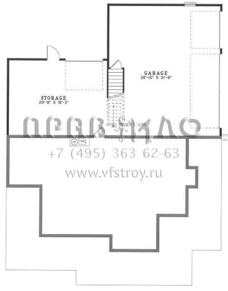 Проект двухэтажного дома с гаражом на три и более машин в стиле Ранчо S5-319 (110-00113)