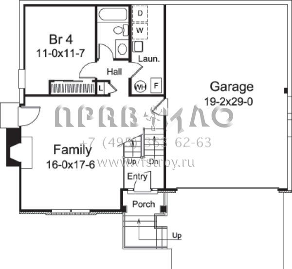Проект двухэтажного дома с гаражом на две машины в стиле Ранчо S5-193 (5633-00139)
