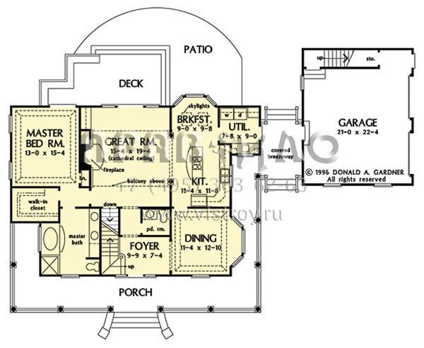 Проект двухэтажного дома с гаражом на две машины в стиле Ранчо S5-182 (2865-00303)