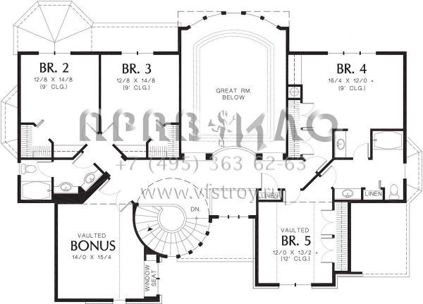 Проект двухэтажного дома с гаражом на три и более машин в стиле Ранчо S5-354 (2559-00522)