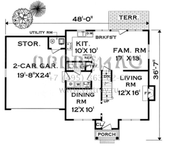 Проект двухэтажного дома с гаражом на две машины в стиле Особняк S5-156 (033-00027)