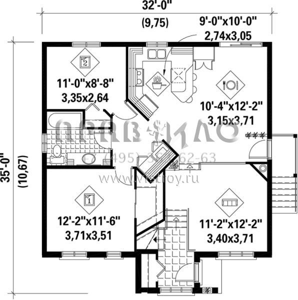 Проект одноэтажного дома без гаража в современном стиле S5-93 (6146-00071)