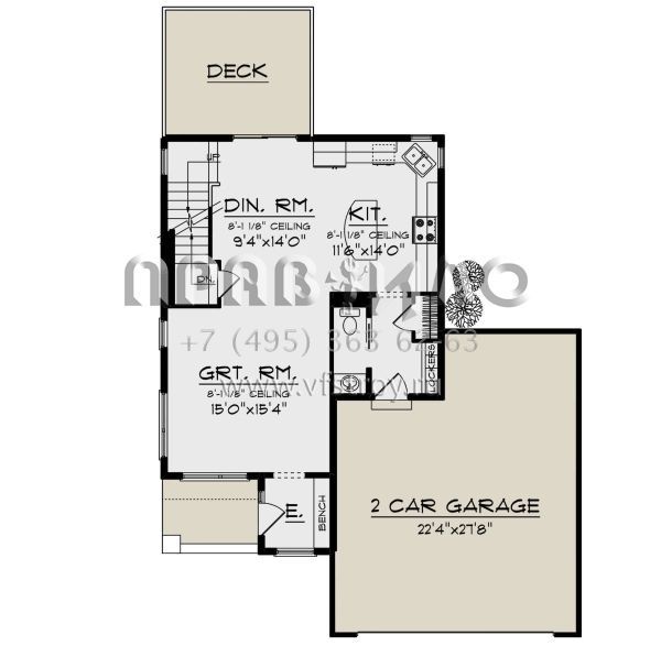 Проект двухэтажного дома с гаражом на две машины в стиле Райт S5-149 (1020-00005)