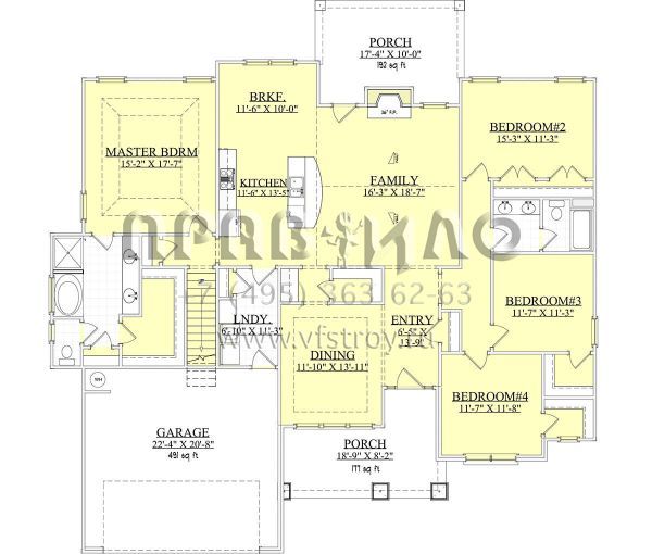 Проект двухэтажного дома с гаражом на две машины в американском стиле S5-240 (6939-00002)