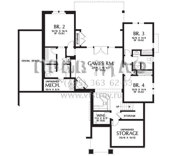 Проект одноэтажного дома с гаражом на три и более машин в американском стиле S5-337 (2559-00713)