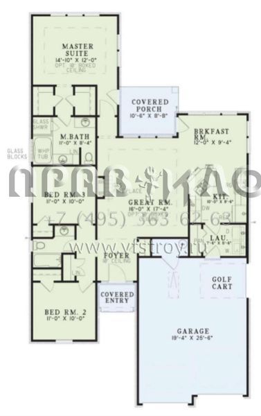 Проект одноэтажного дома с гаражом на две машины в стиле Ранчо S5-128 (110-00163)