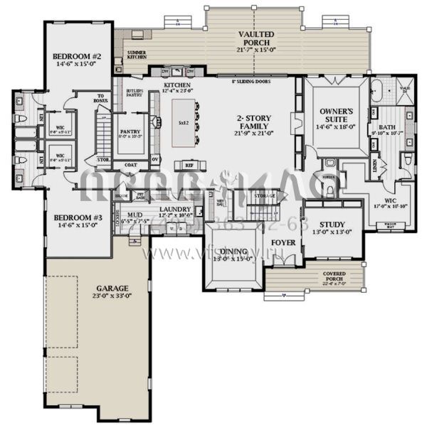 Проект двухэтажного дома с гаражом на три и более машин в современном стиле S5-451 (6849-00126)