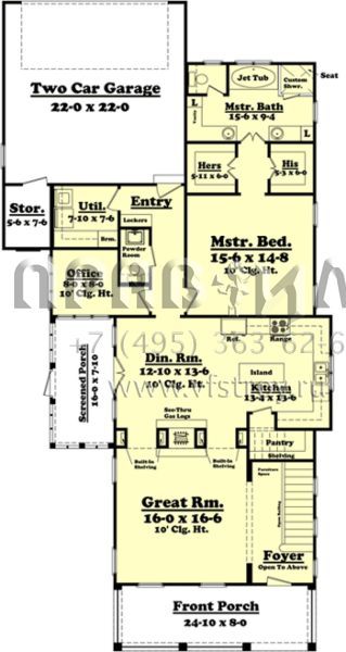 Проект двухэтажного дома с гаражом на две машины в американском стиле S5-203 (041-00085)