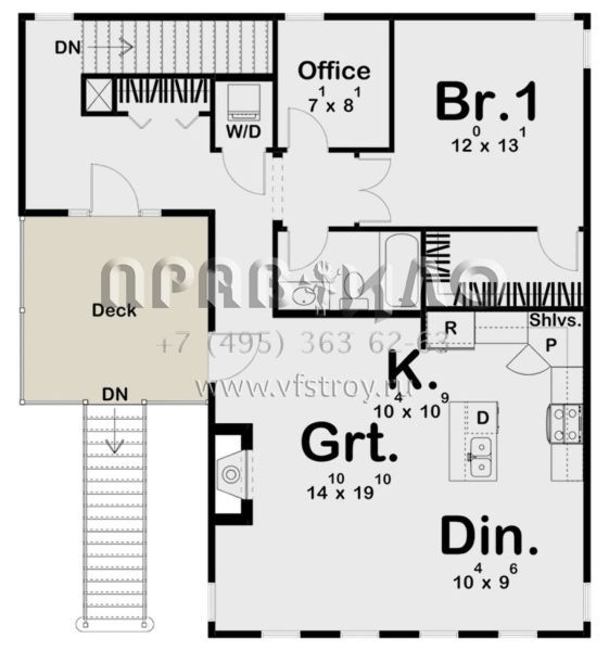 Проект двухэтажного дома с гаражом на две машины в стиле Ранчо S5-104 (963-00748)