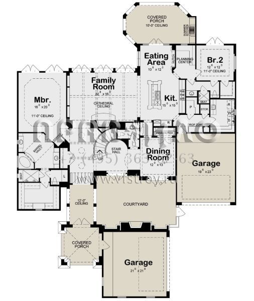 Проект двухэтажного дома с гаражом на три и более машин в английском стиле S5-372 (402-01616)
