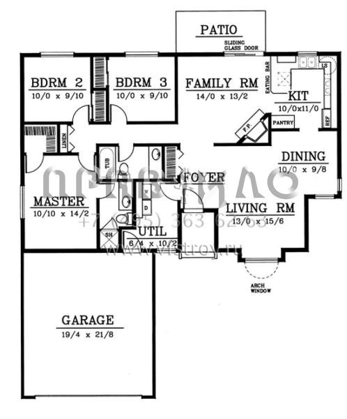 Проект одноэтажного дома с гаражом на две машины в стиле Ранчо S5-128 (692-00035)
