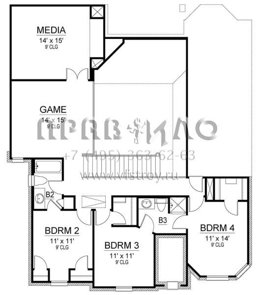 Проект двухэтажного дома с гаражом на три и более машин в английском стиле S5-289 (5445-00340)