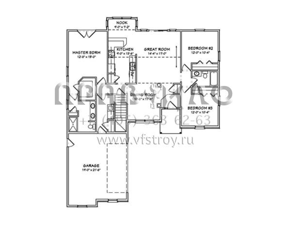 Проект одноэтажного дома с гаражом на две машины в английском стиле S5-151 (849-00105)