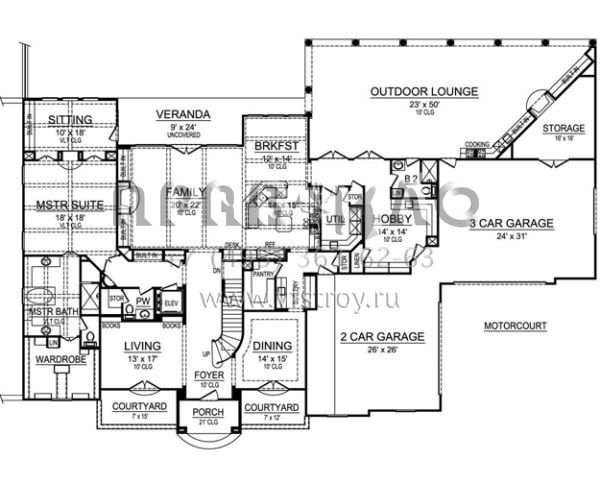 Проект двухэтажного дома с гаражом на три и более машин в современном стиле S5-700 (5445-00106)