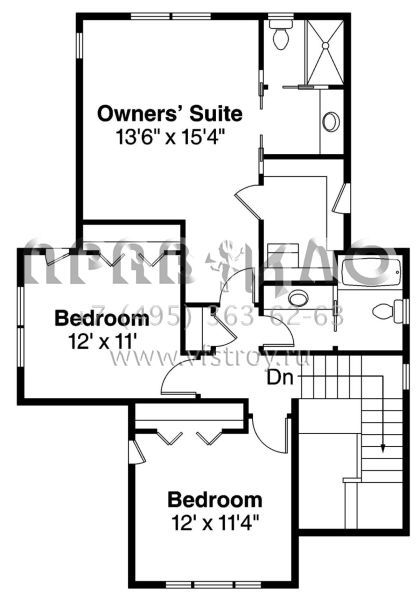 Проект двухэтажного дома с гаражом на две машины в классическом стиле S5-188 (035-00476)