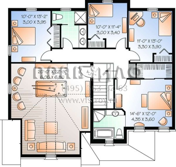 Проект двухэтажного дома с гаражом на две машины в английском стиле S5-227 (034-00762)