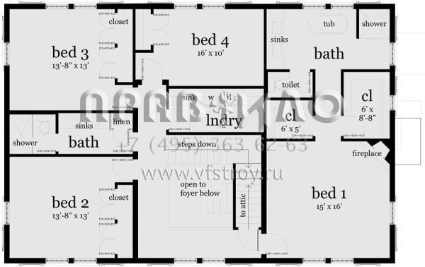 Проект двухэтажного дома с гаражом на три и более машин в стиле Особняк S5-346 (028-00158)