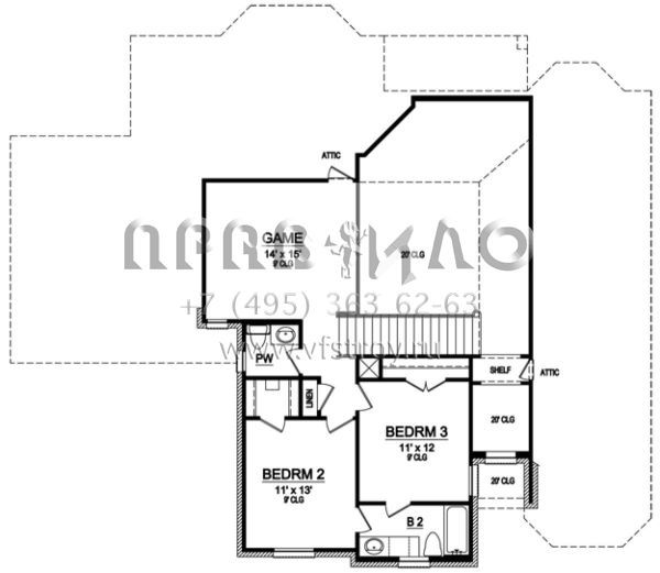 Проект двухэтажного дома с гаражом на три и более машин в стиле Ранчо S5-238 (5445-00025)