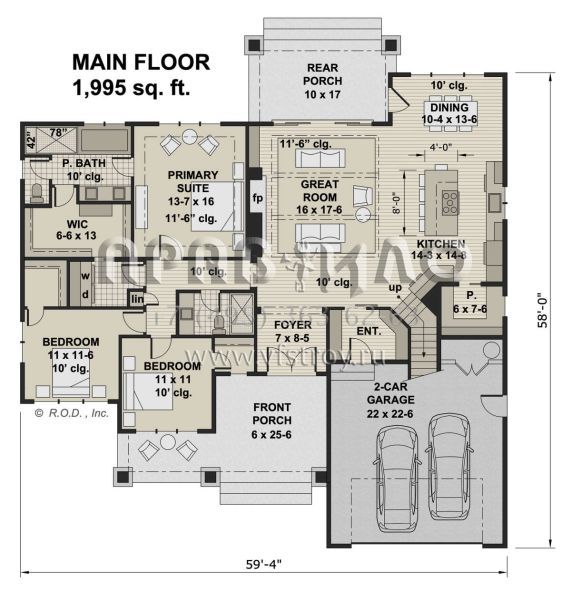 Проект одноэтажного дома с гаражом на две машины в современном стиле S5-185 (098-00390)